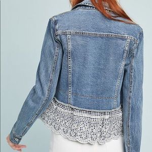 ANTHROPOLOGIE JEAN JACKET WITH FLORAL BOTTOM